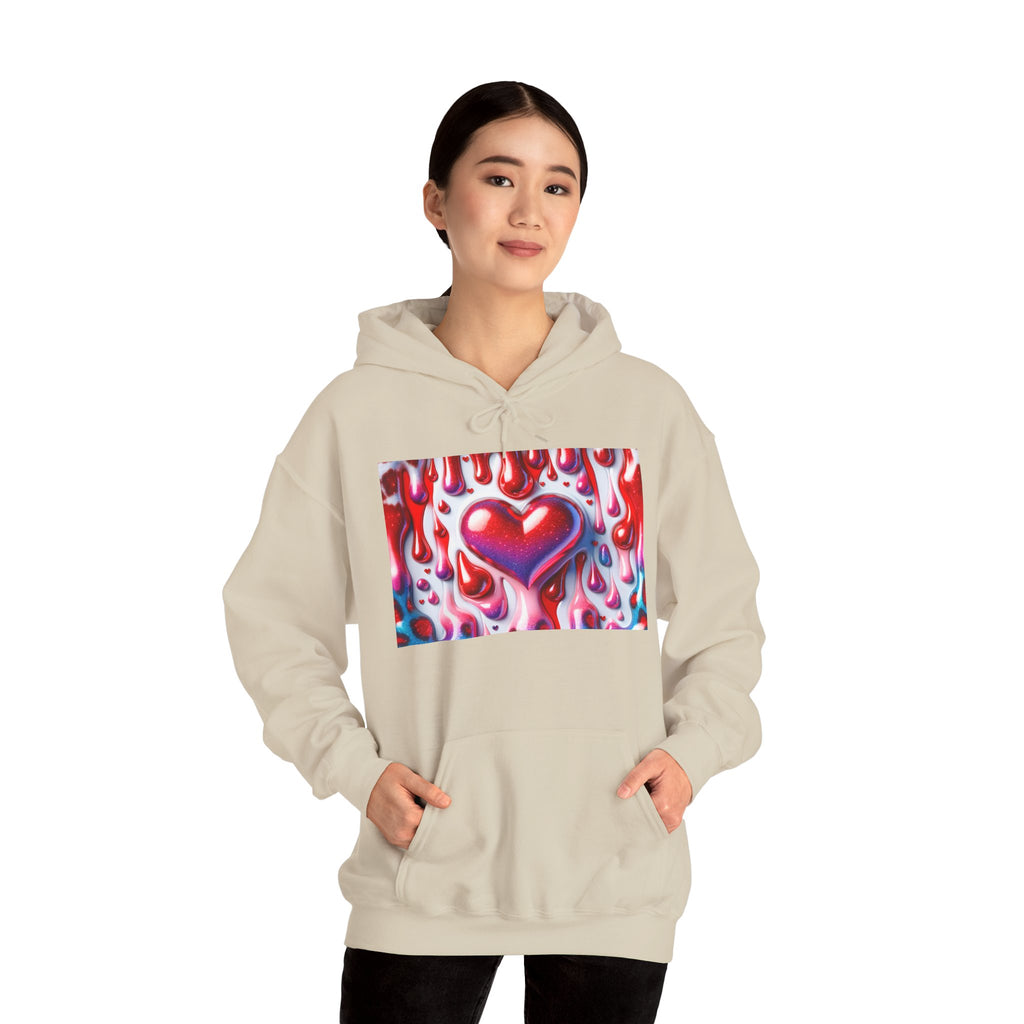 Heart Melt Hoodie — Colorful Dripping Heart Graphic Hooded Sweatshirt