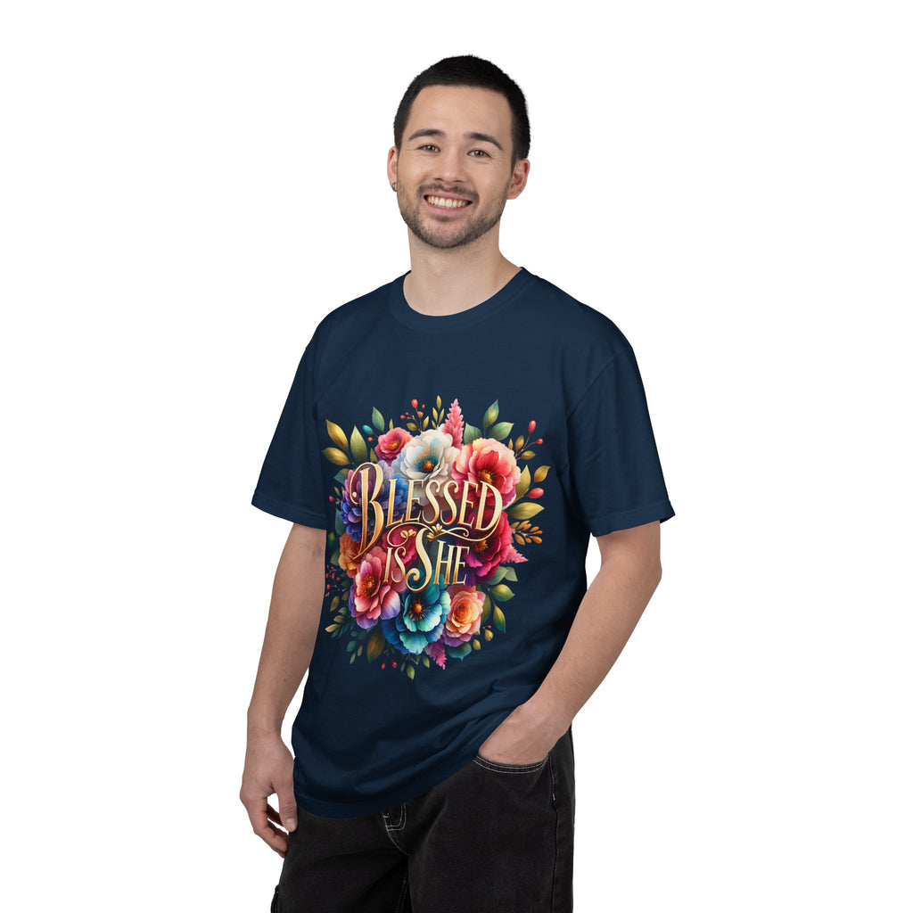 Blessed Is She Floral T-Shirt — Inspirational Christian Tee