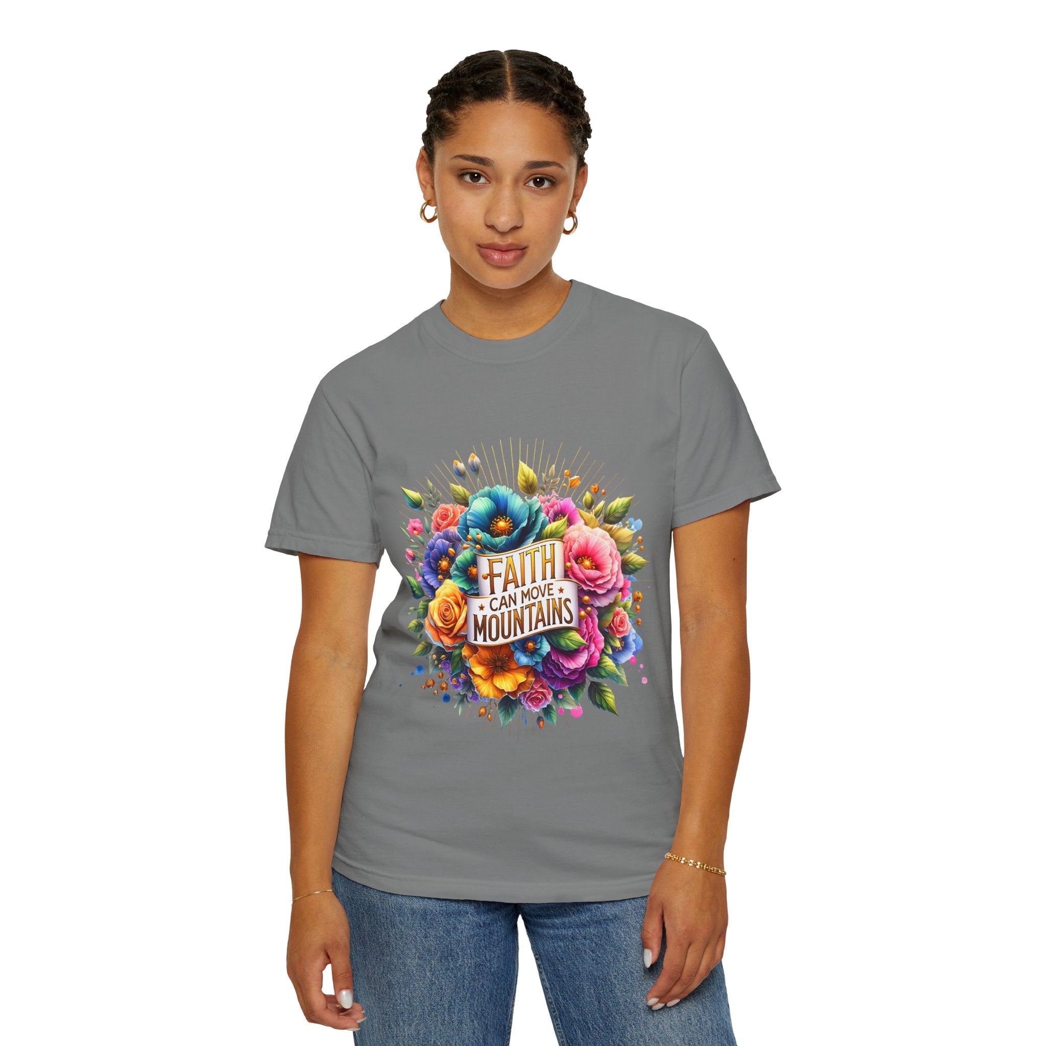 Faith Can Move Mountains Floral T‑Shirt