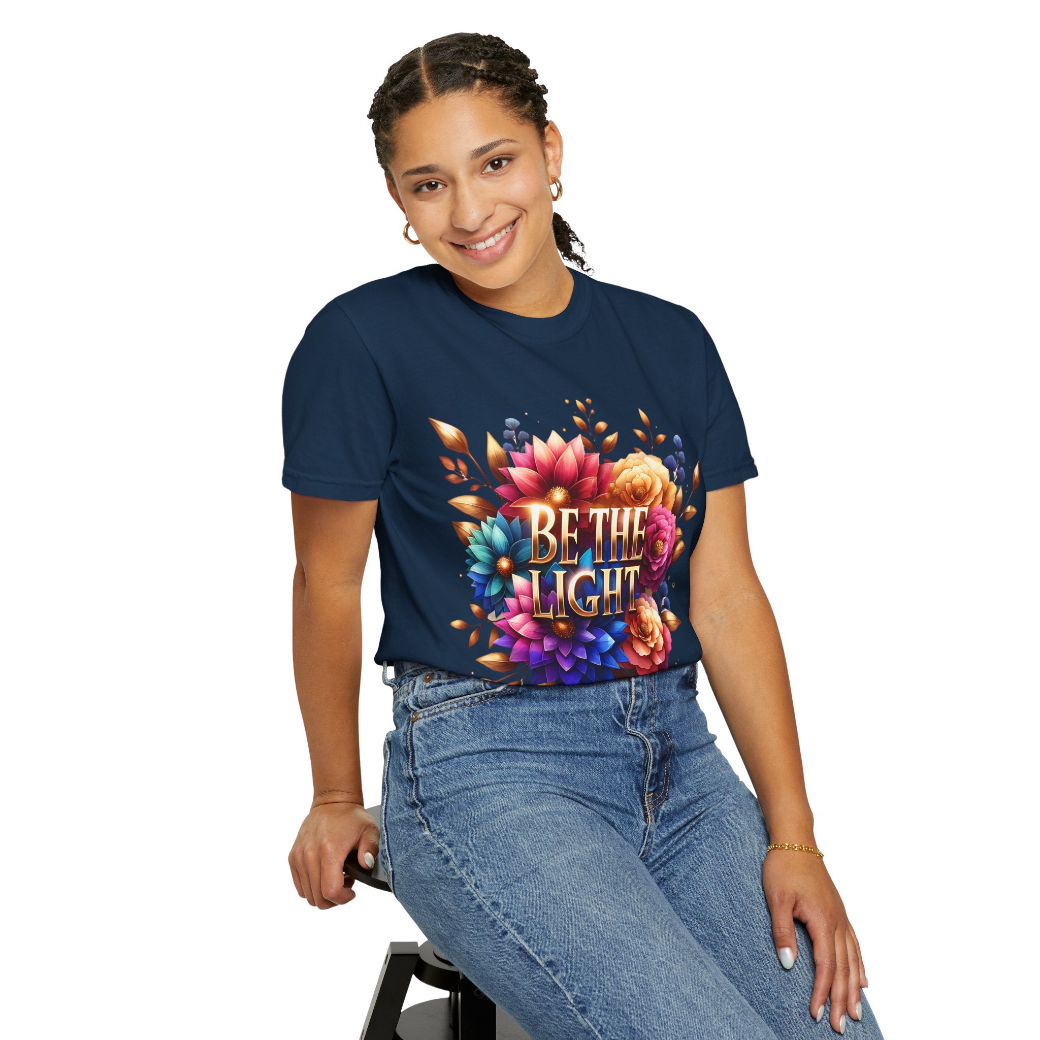 Be The Light Floral T-Shirt — Inspirational Botanical Graphic Tee