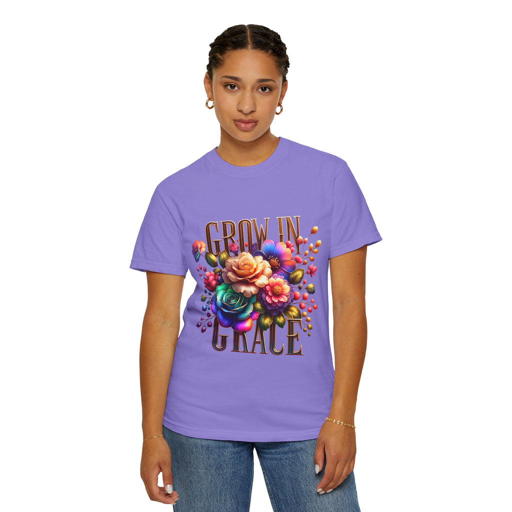 Grow in Grace Floral T-Shirt — Inspirational Floral Graphic Tee