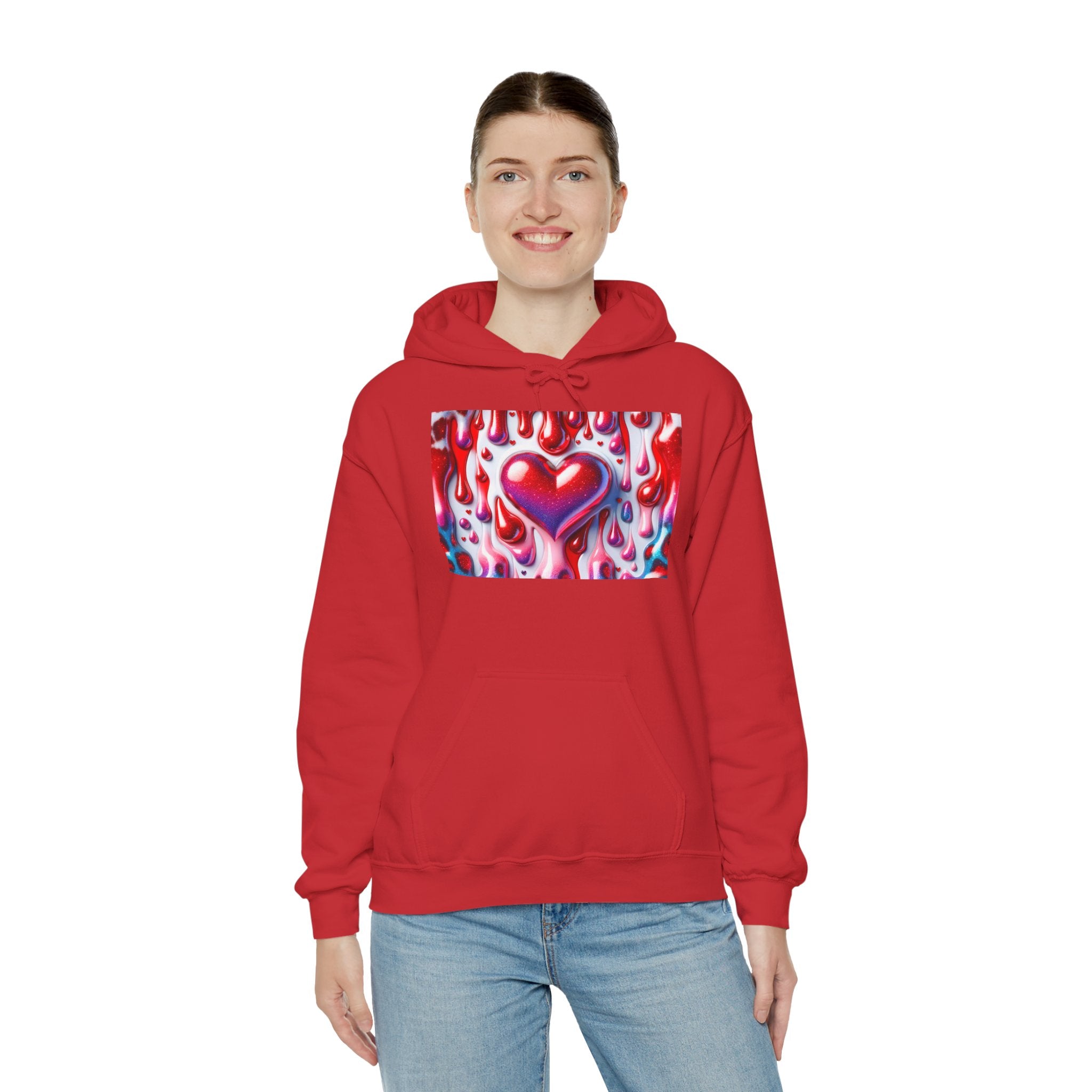 Heart Melt Hoodie — Colorful Dripping Heart Graphic Hooded Sweatshirt