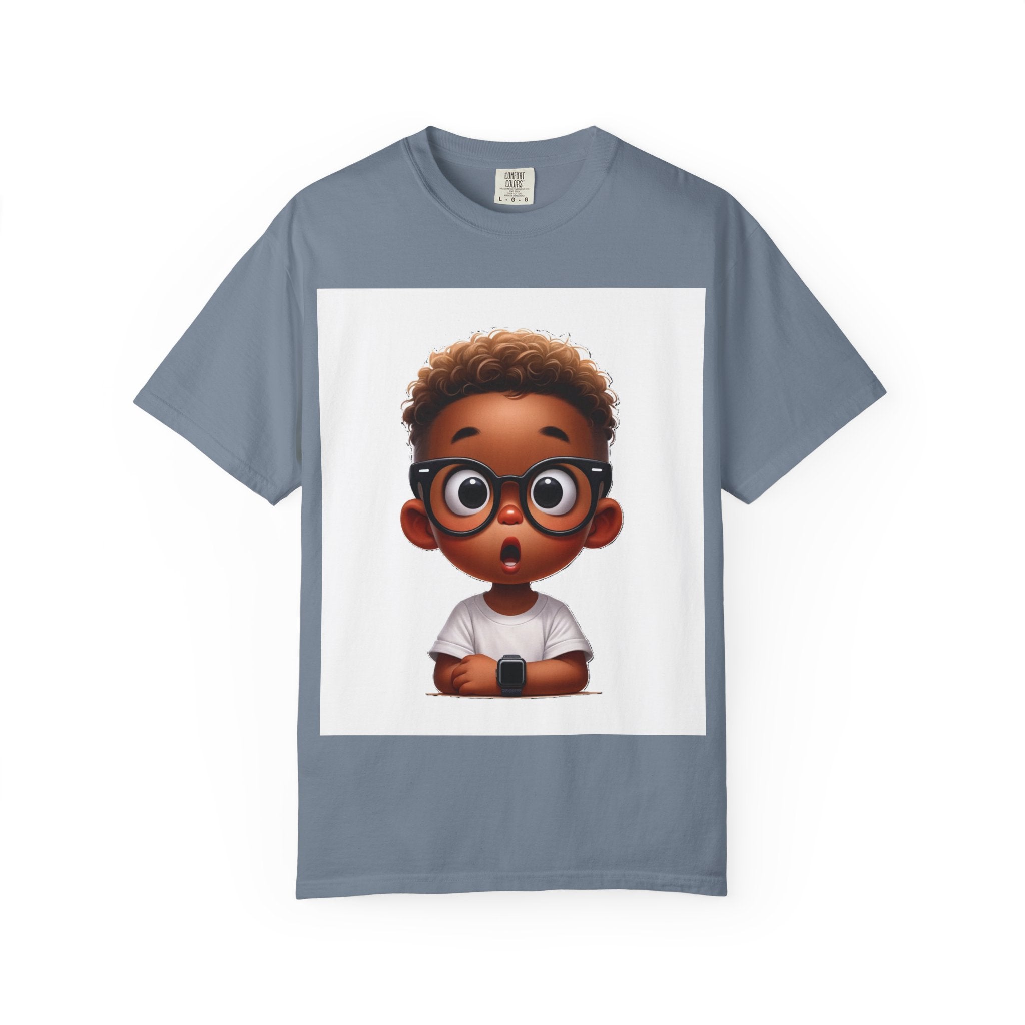Surprised Cartoon Black Boy T-Shirt — Cute Kids Character Tee