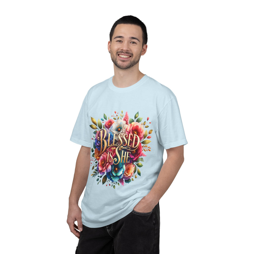 Blessed Is She Floral T-Shirt — Inspirational Christian Tee