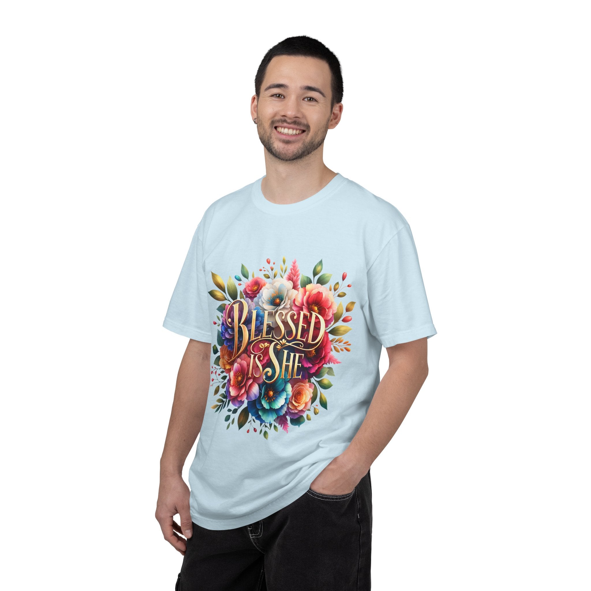Blessed Is She Floral T-Shirt — Inspirational Christian Tee